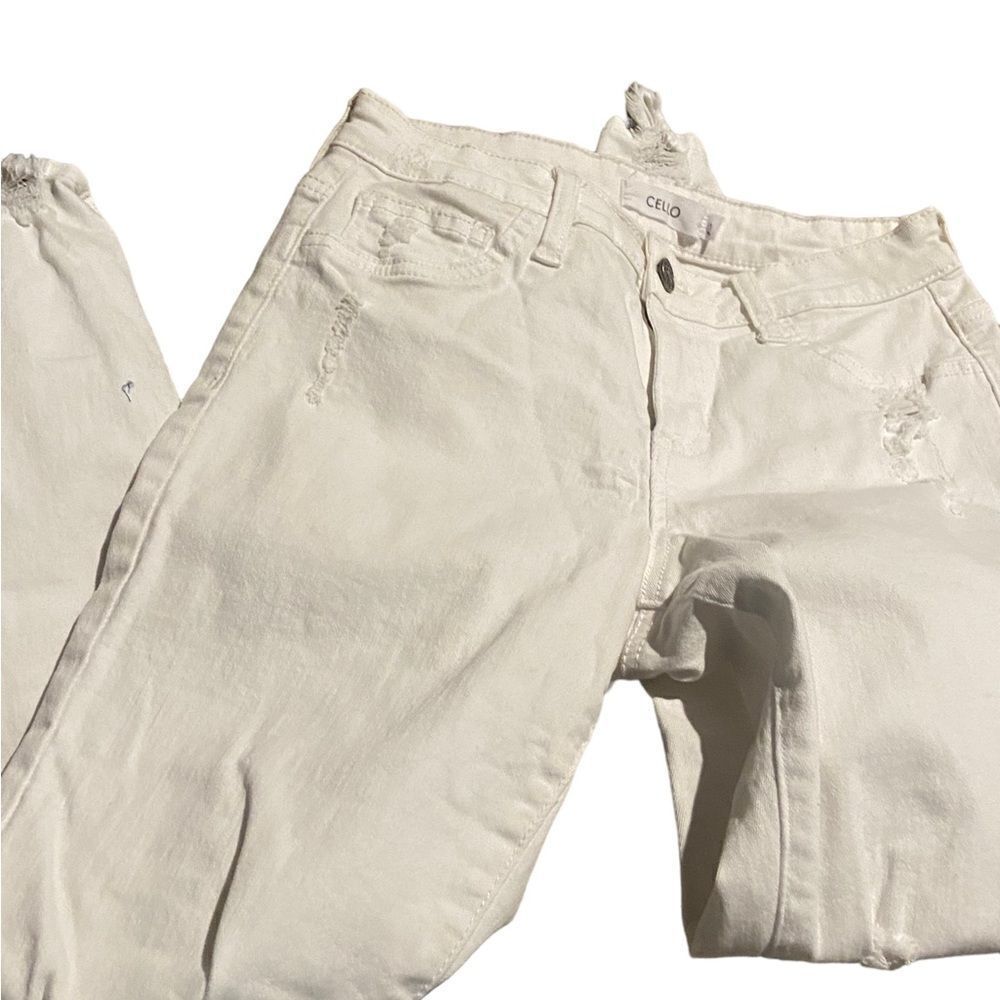 Cello size 3 white denim ankle jeans ripped style great condition